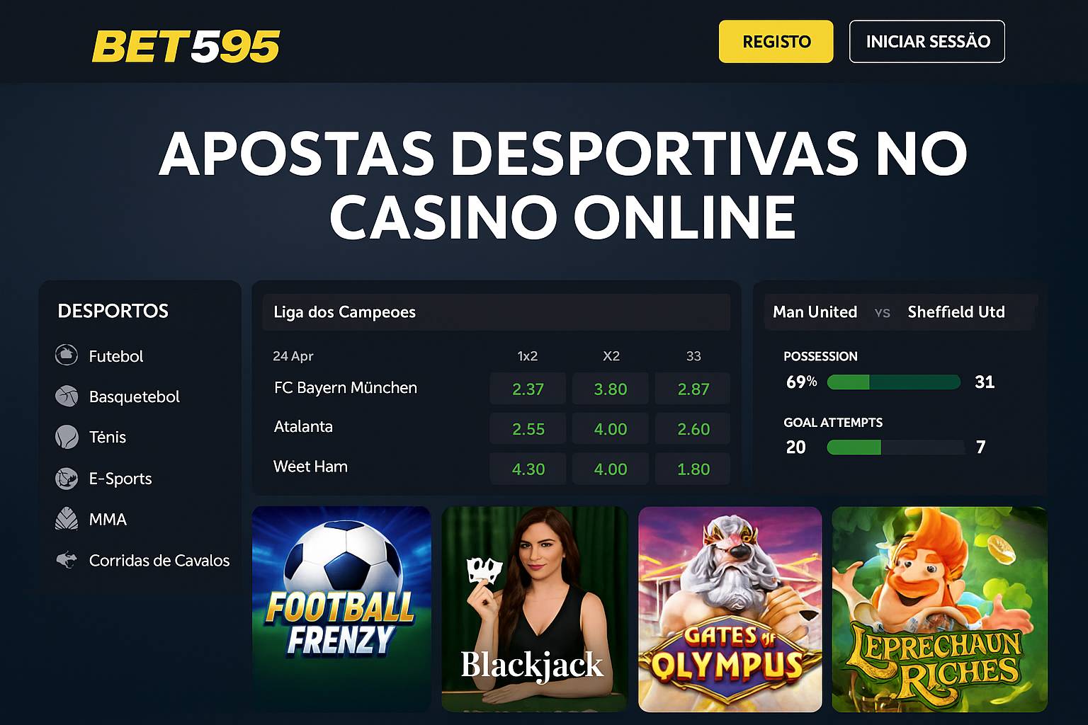 Apostas esportivas no cassino online BET595